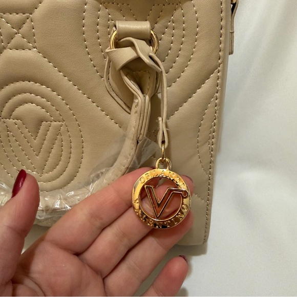 Valentino Orlandi Light Taupe Quilted Vegan Leather Hand Bag - NWT - Picture 8 of 14